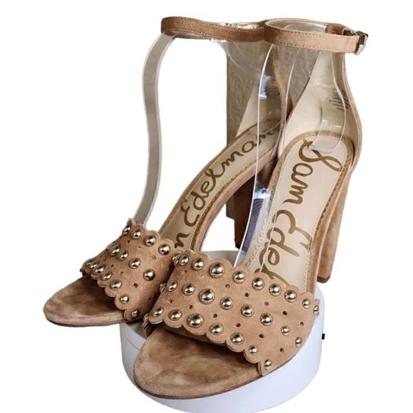 SAM EDELMAN- Women’s Yaria Studded Suede Leather Block Heel Ankle Strap, Size 10 - Picture 6 of 16